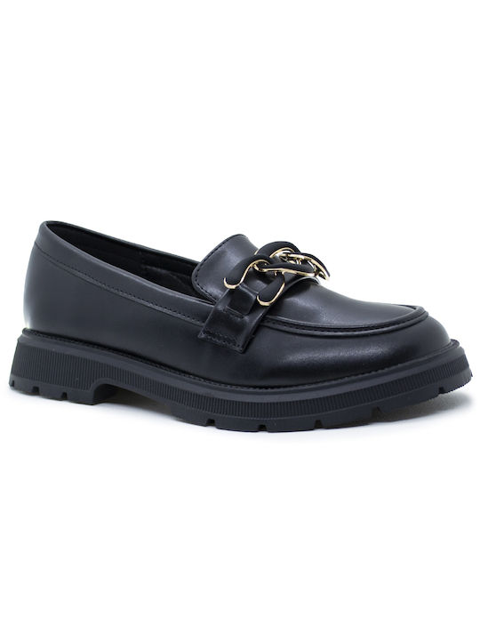 SmartKids Girls Patent Leather Moccasins Black