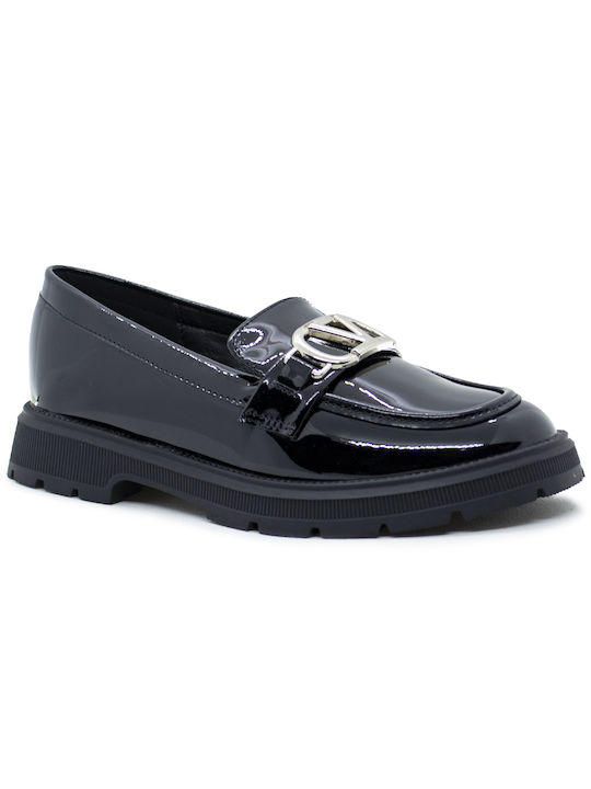 SmartKids Girls Patent Leather Moccasins Black