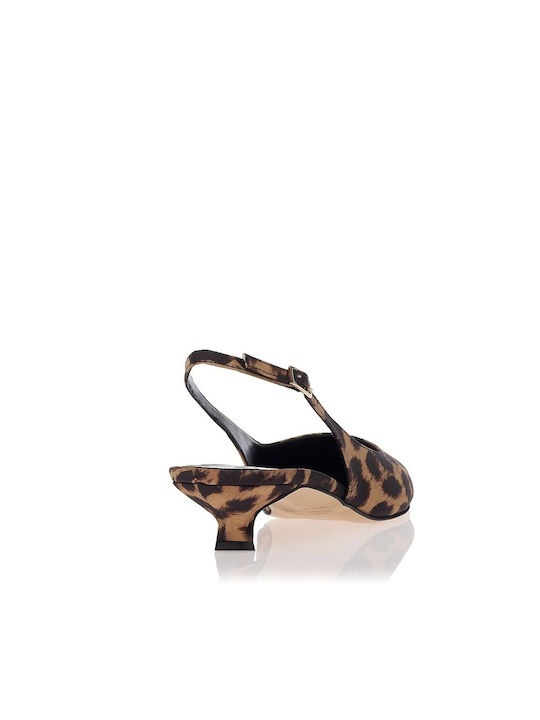 Sante Leather Brown Low Heels Animal Print