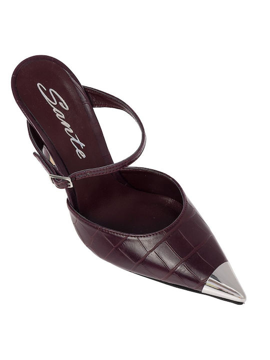 Sante Synthetic Leather Burgundy High Heels