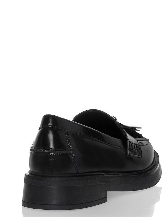 Sante Leather Women's Moccasins in Black Color