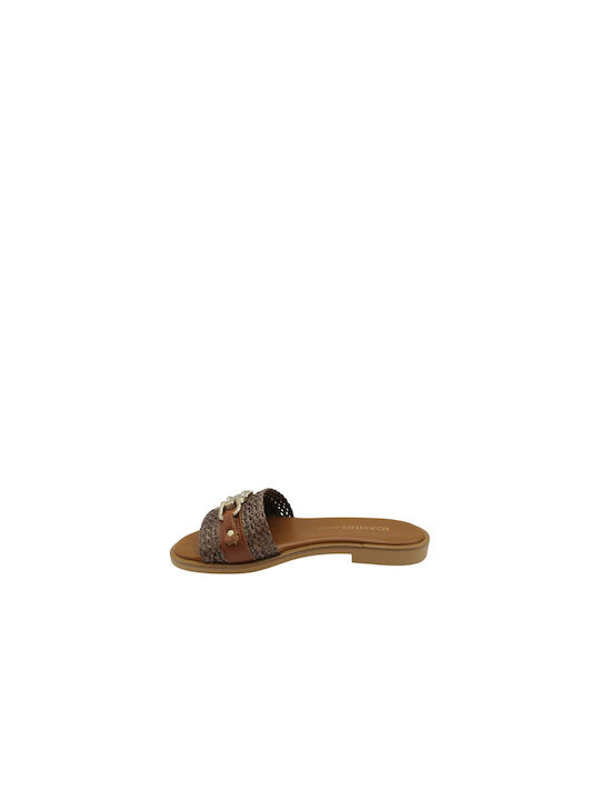 Ioannis Women's Flat Sandals in Tabac Brown Color