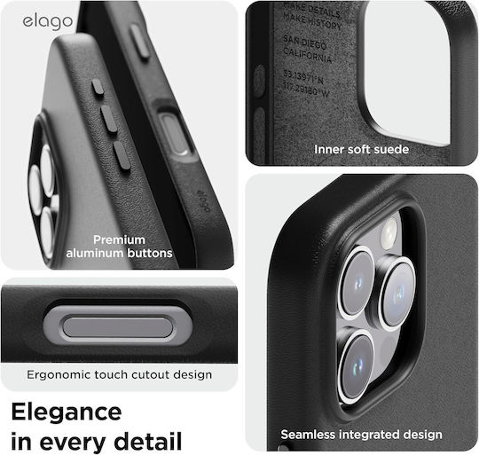Elago Back Cover Δερμάτινο Μαύρο (iPhone 16 Pro)