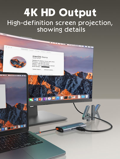 Ldnio DS-15H USB-C Stație de andocare cu HDMI 4K PD Gri