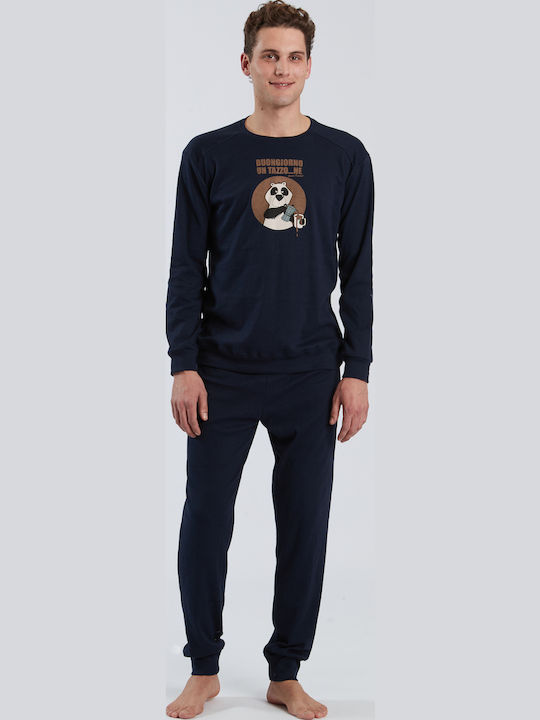 Crazy Farm Men's Winter Pajamas Set Blue