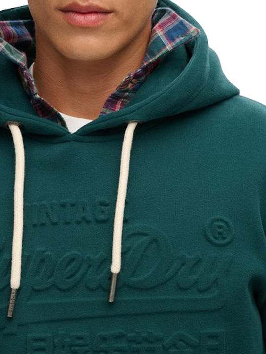 D2 Ovin Embossed Vl Graphic Cardigan with Green Hood