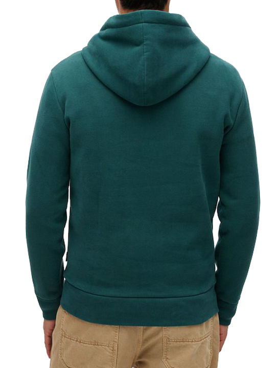 D2 Ovin Embossed Vl Graphic Cardigan with Green Hood