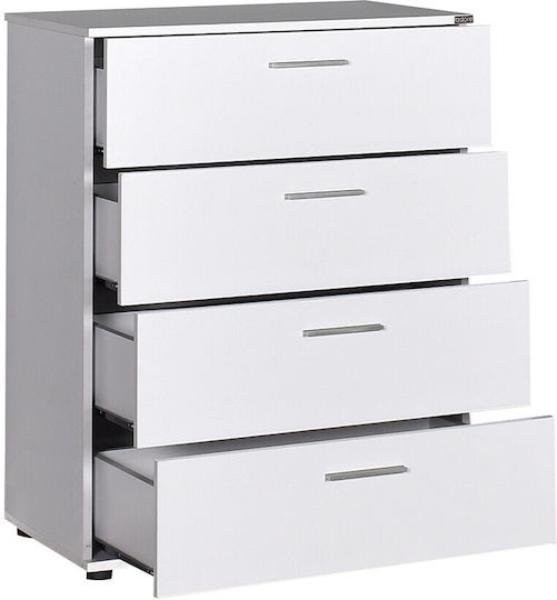Bedroom Chest of Drawers Wooden with 4 Drawers White 73x44x96cm