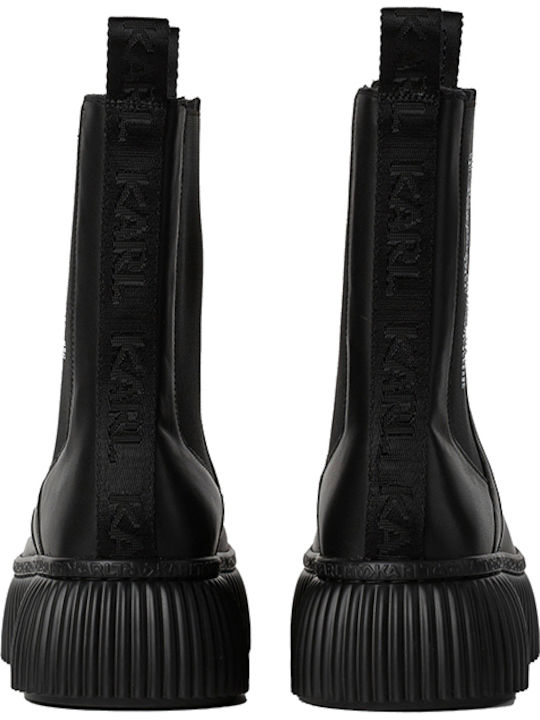 Leder Stiefeletten Damen Schwarz