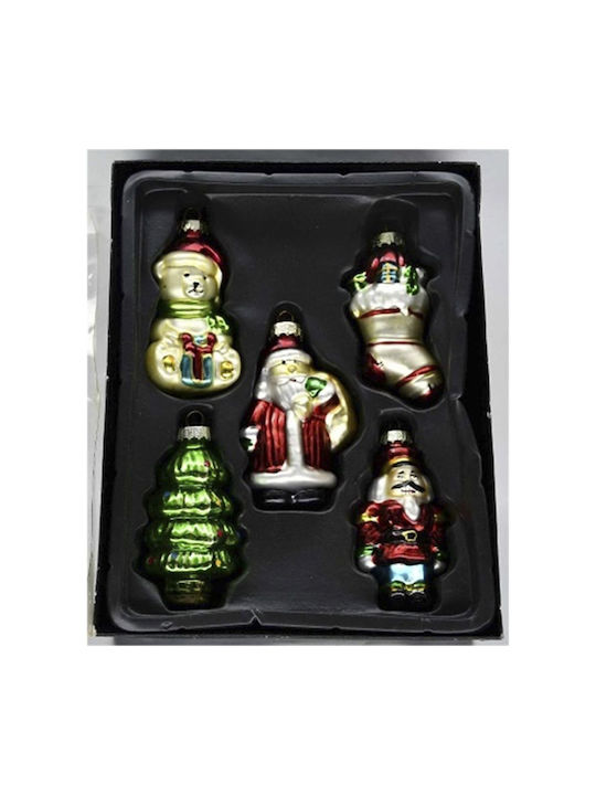 Hanging Set Glass Multicolour 8cm 5pcs