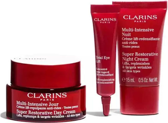 Clarins Супер Възстановяващ Дневен Крем Комплекти За Грижа За Против Стареене 4 Бр