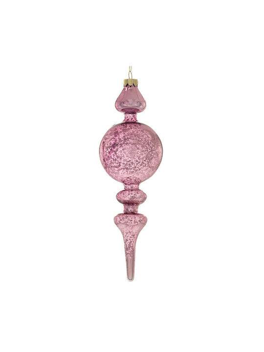 Hanging Stalactite Glass Pink 32x8cm