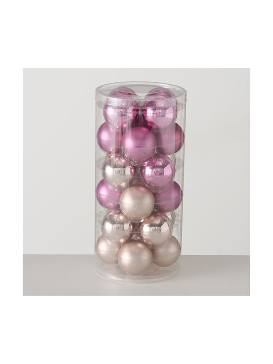 Weihnachtsbaumschmuck Set 24 Glasartige Rosa Kugel Ornament 6cm