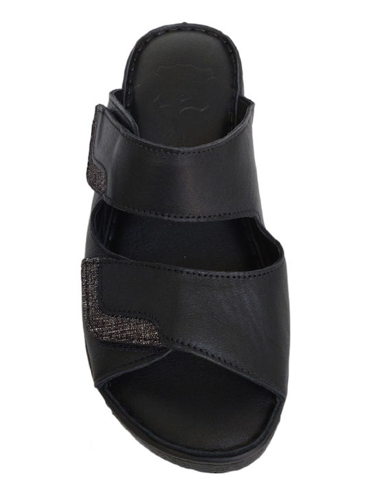 Anatomic Women's Leather Platform Wedge Sandals Black