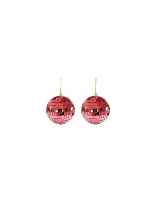 Hanging Ball Ornament Red Set 2pcs