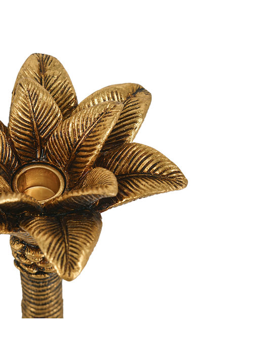 Artekko Candle Holder Polyresin in Gold Color 14.5x26.5x14.5cm 1pcs