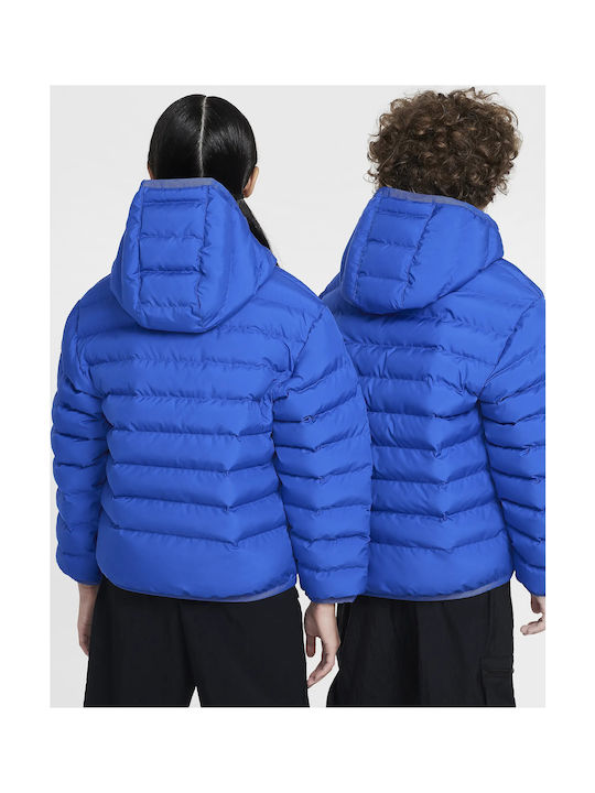 Kids' Sports Jacket with Lining & Hood Blue Sportswear