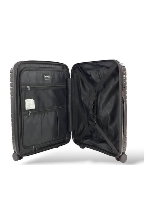Stelxis Cabin Travel Suitcase Hard Black with 4 Wheels Height 55cm