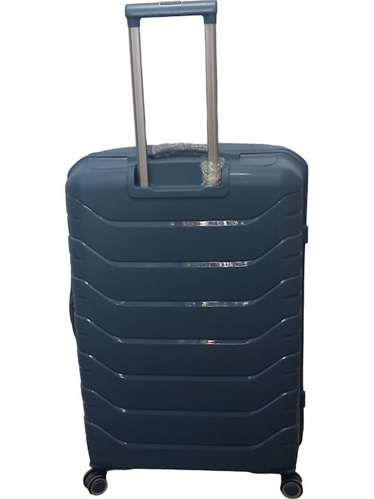 Felbags Μεγάλη Βαλίτσα Ταξιδίου Σκληρή Γαλάζιο με 4 Ρόδες Ύψους 75εκ.
