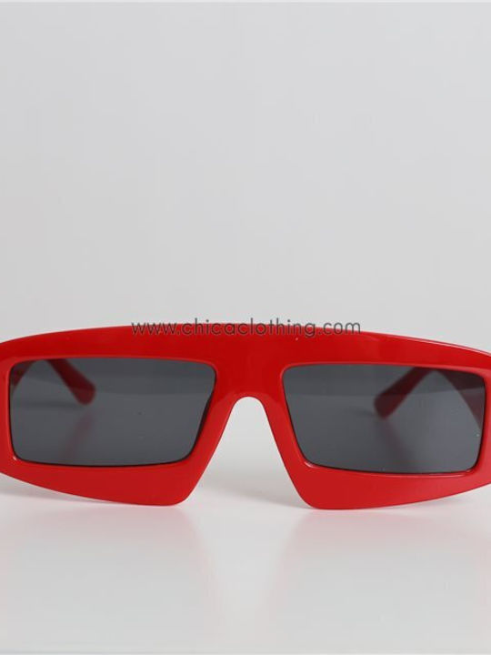 Looks Style Eyewear Sunglasses with Red Plastic Frame and Gray Lens 75bas-19985