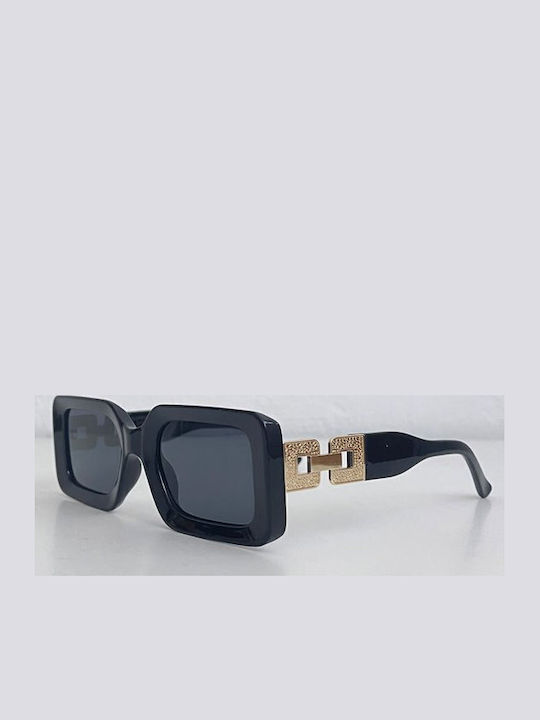 Looks Style Eyewear Γυναικεία Γυαλιά Ηλίου με Μαύρο Μεταλλικό Σκελετό και Μαύρο Φακό 74bex-00007