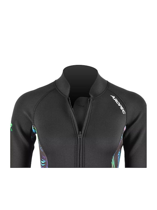 Aropec Monoshort De Scufundare Cu Fermoar Negru 2mm