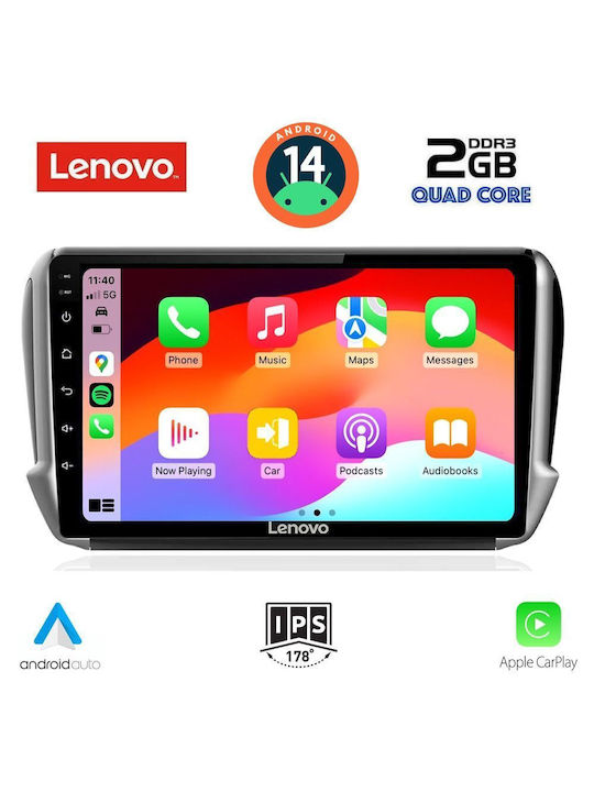 Lenovo Автомобилна Аудио Система за Peugeot 2008 / 208 2012-2021 (Блутут/USB/AUX/WiFi/GPS) с Тъчскрийн 10"