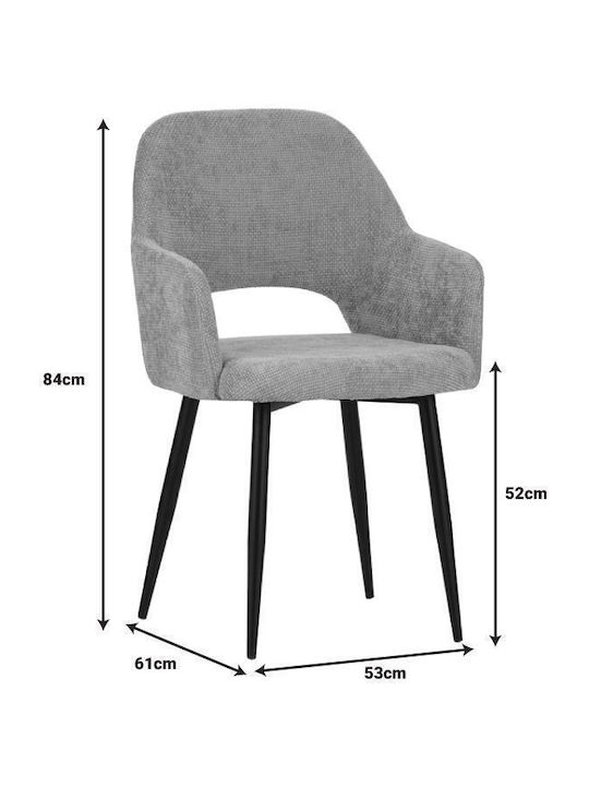 Factols Stühle Speisesaal Black Velvet-Black Metal 1Stück 53x61x84cm