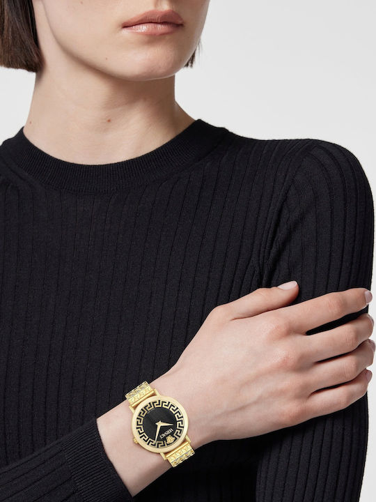 Versace Γυναικείο Ρολόι 35mm Μπαταρίας με Χρυσό Μεταλλικό Μπρασελέ