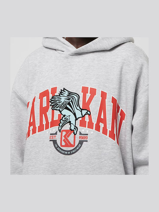 Sweatshirt with Hood Grey Melange, Red, Light Grey