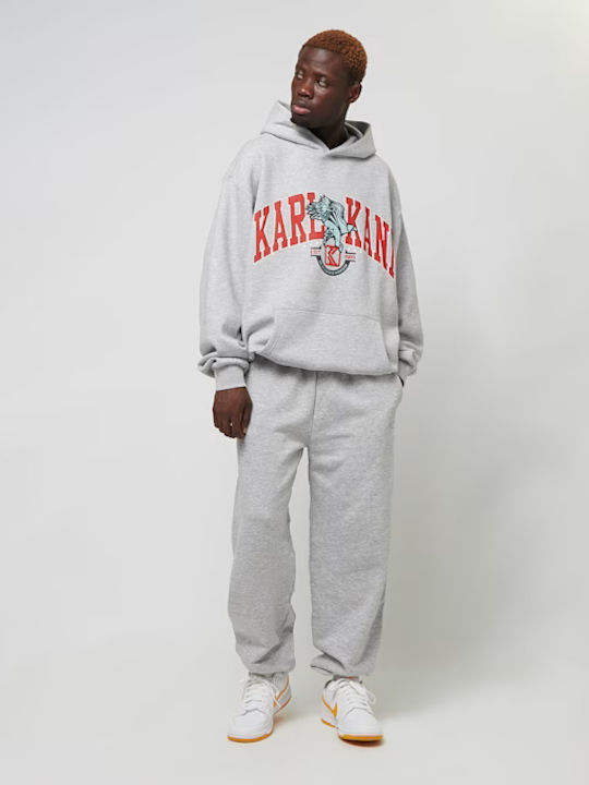 Sweatshirt with Hood Grey Melange, Red, Light Grey