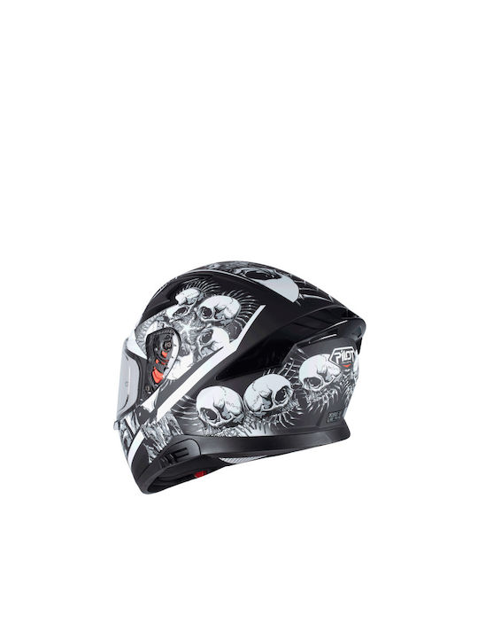 Pilot Skull Black Matt Motorcycle Helmet Full Face ECE 22.05 1500gr with Sunvisor