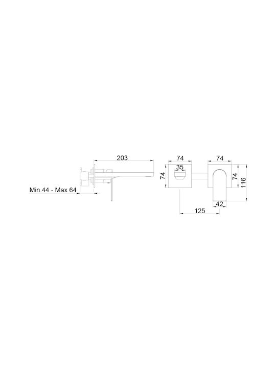 AQG Built-in Mixer & Spout Set for for Bathroom Sink Black