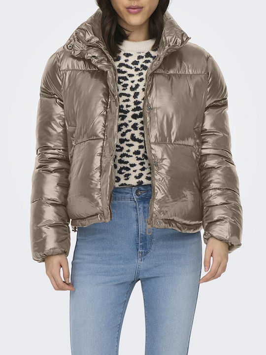 Women's Short Puffer Jacket for Winter Weathered Teak Brown