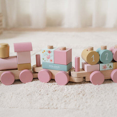 Little Dutch Stacking Toy Train made of Wood with Music for 12++ Months