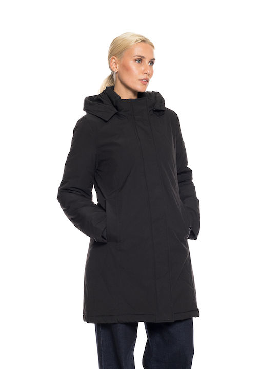 Splendid Women's Short Lifestyle Jacket for Winter with Hood Black