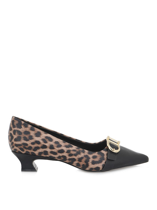 Exe Synthetic Leather Black Low Heels Animal Print