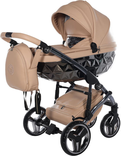 Junama Diamond Handcraft Adjustable 2 in 1 Baby Stroller Suitable for Newborn Camel