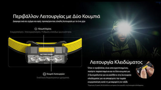 NiteCore Headlamp LED with Maximum Brightness 600lm Yellow