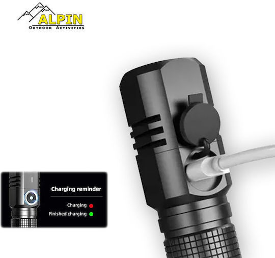 Alpin Flashlight LED with Maximum Brightness 600lm Black