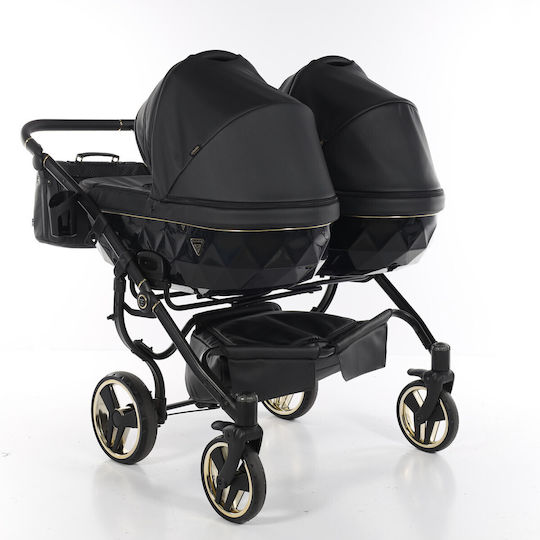 Junama Fluo Line Duo Adjustable Double Stroller Suitable for Newborn Black