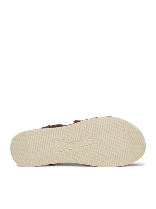 Women's Flat Sandals in Red Color