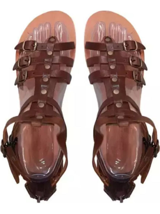 Flache Sandalen für Damen in Braun Farbe