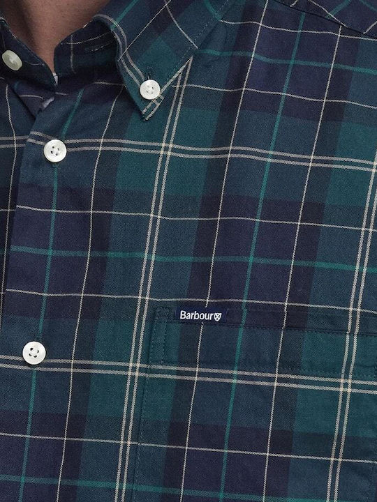Wetheram Long-sleeved Cotton Shirt Checked Green Loch