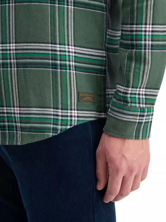 Long-sleeved Flannel Shirt Checked Multicolored Checkered