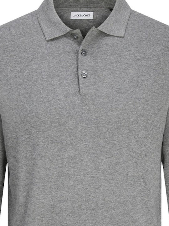 Jack & Jones Polo Πουλόβερ Μακρυμάνικο Grey Melange