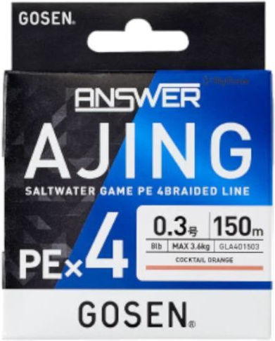 Fishing Line Gosen Ajing Answer X4 150 Orange Pe 0.4