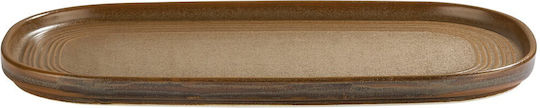 By Bone Serving Platter Oval made of Porcelain Brown 30x30cm