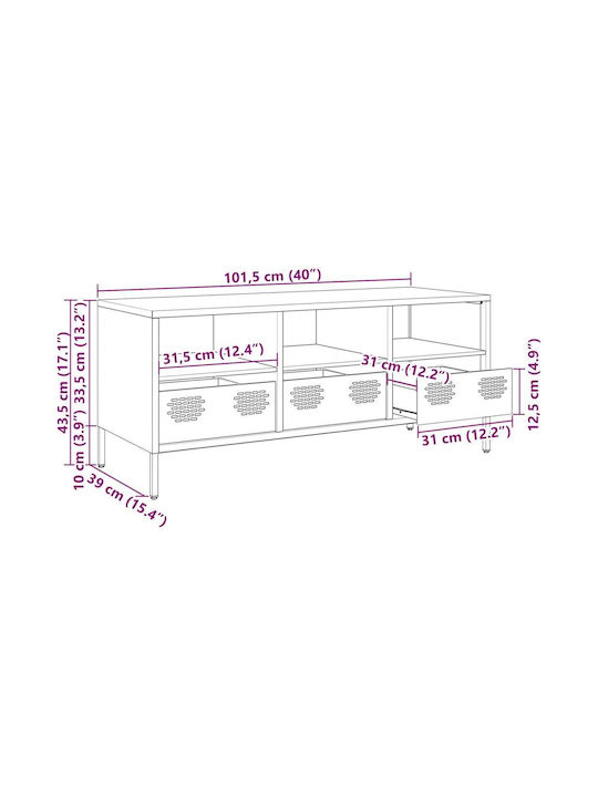TV Stand Metal Anthracite M101.5xD39xH43.5cm
