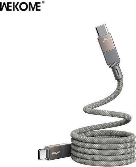 WK Wdc-46 Magnetic USB 2.0 Cable USB-C male - USB-C 65W Gray 1m